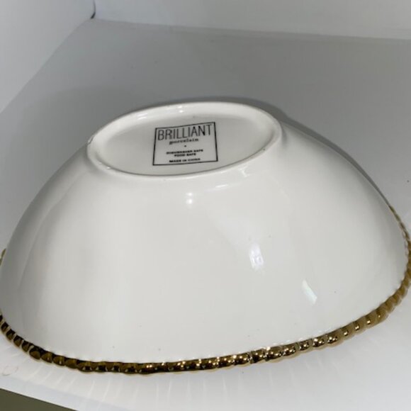 Brilliant Brand Gold Trim Beaded Porcelain Home Decor Bowl - Picture 5 of 5